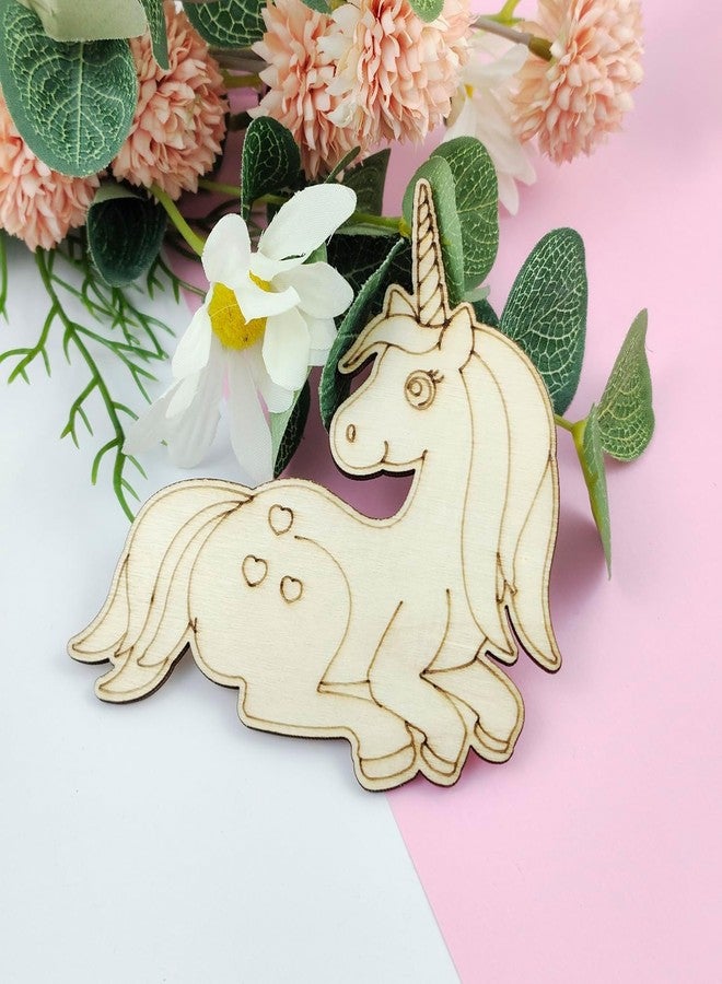 Cliths 32 Pcs MDF Wooden Unicorn and Rainbow Cutouts for DIY Crafts Unfinished Shapes to Paint Craft Ornaments for Kids Unicorn Birthday Party Gift Tags Home Decoration Craft Projects - Image 4